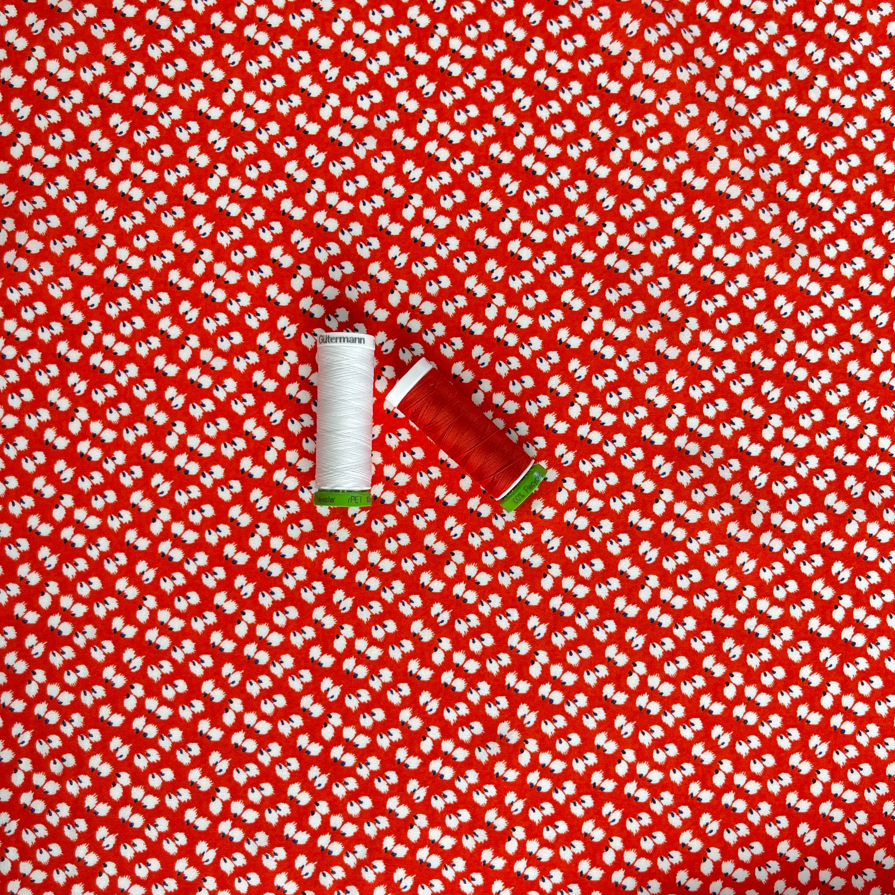 Brush Petals Scarlet Red Viscose Fabric