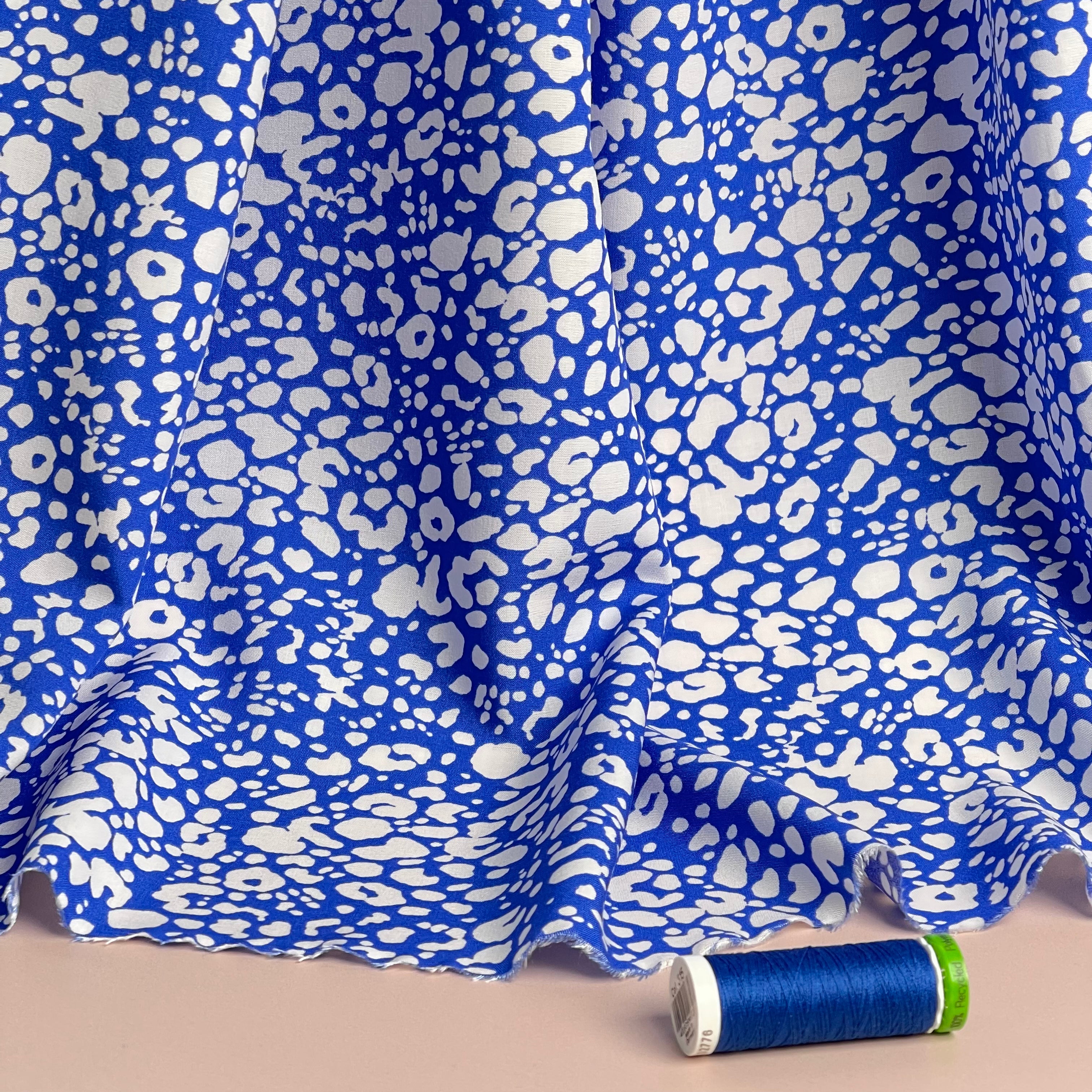 Animal Print Blue Viscose Fabric