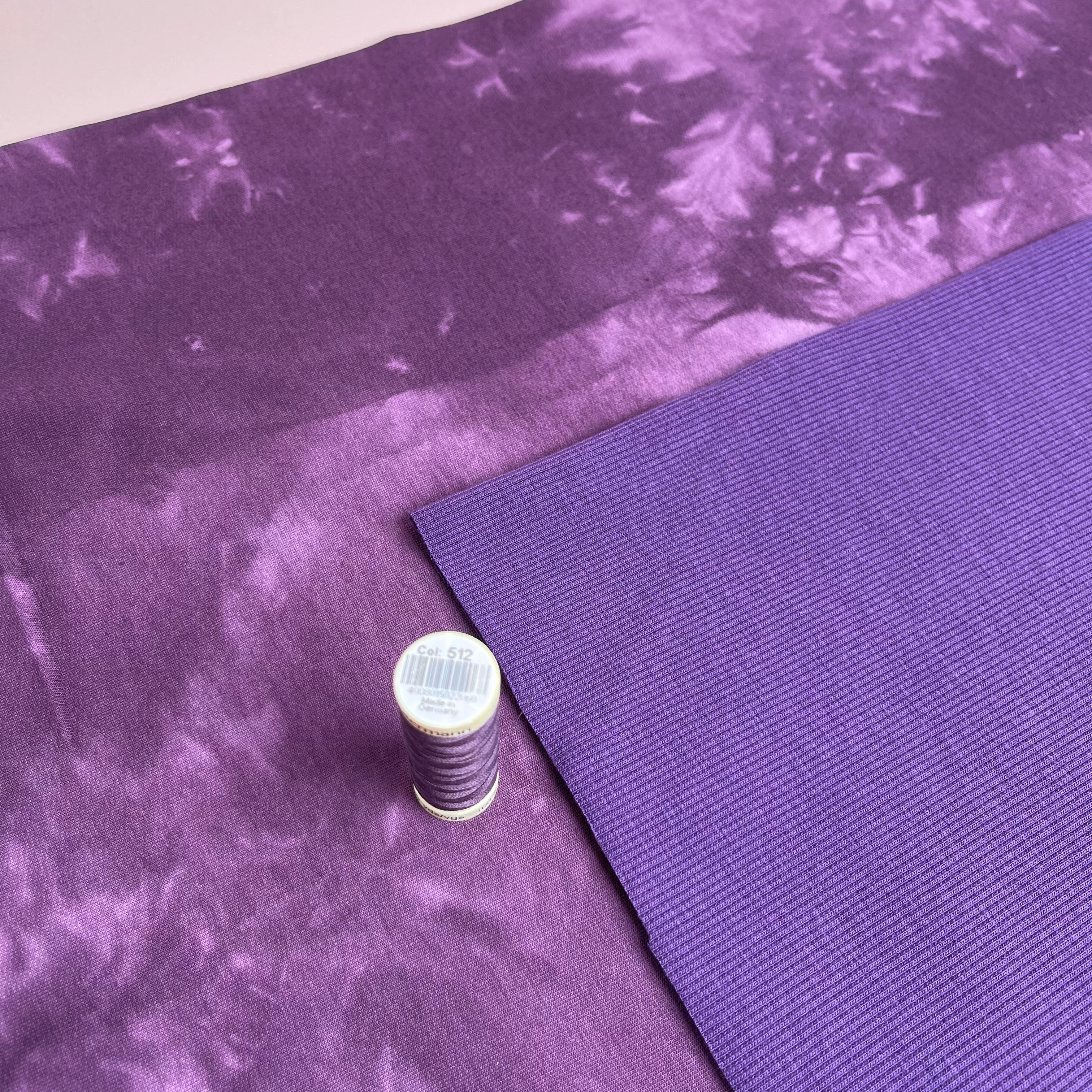 Tie Dye Purple Cotton French Terry Fabric