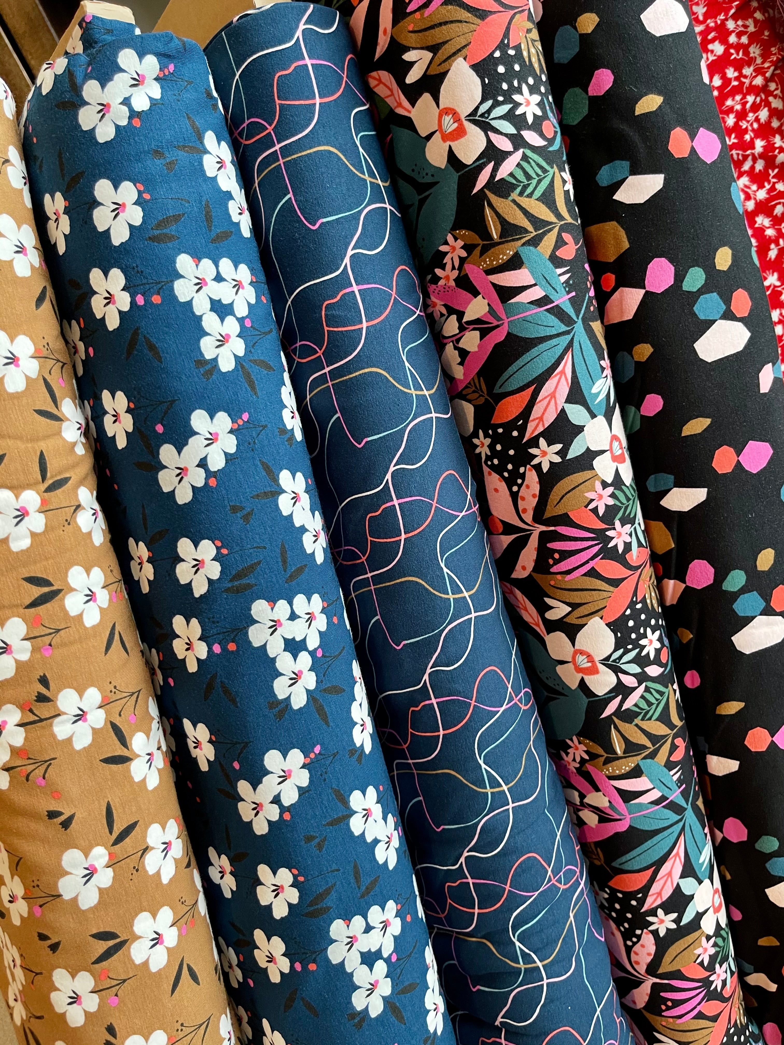 REMNANT 1.5 Metres - Soiree Spring Navy Cotton Jersey Fabric