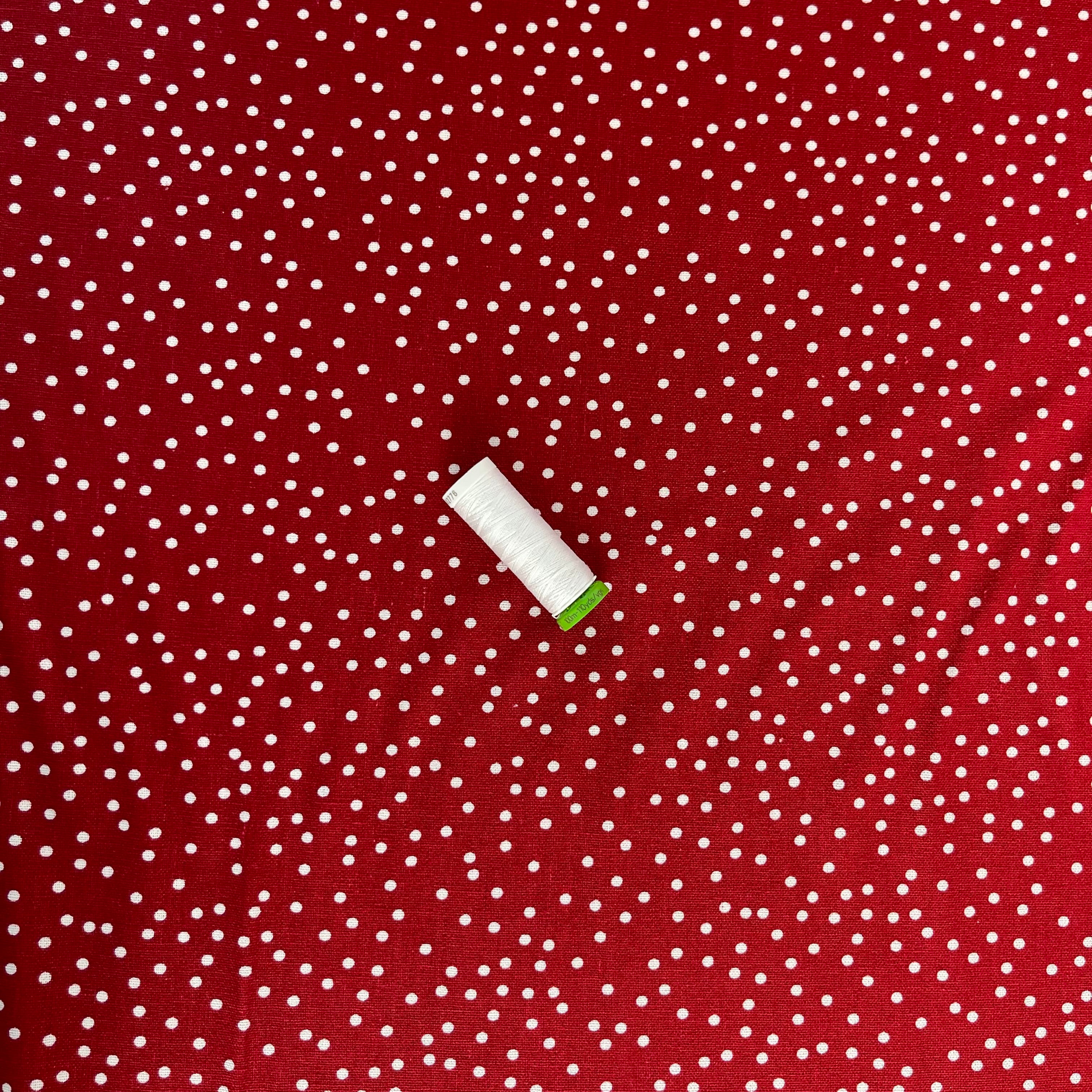 Dots Wine Red Viscose Linen Blend Fabric