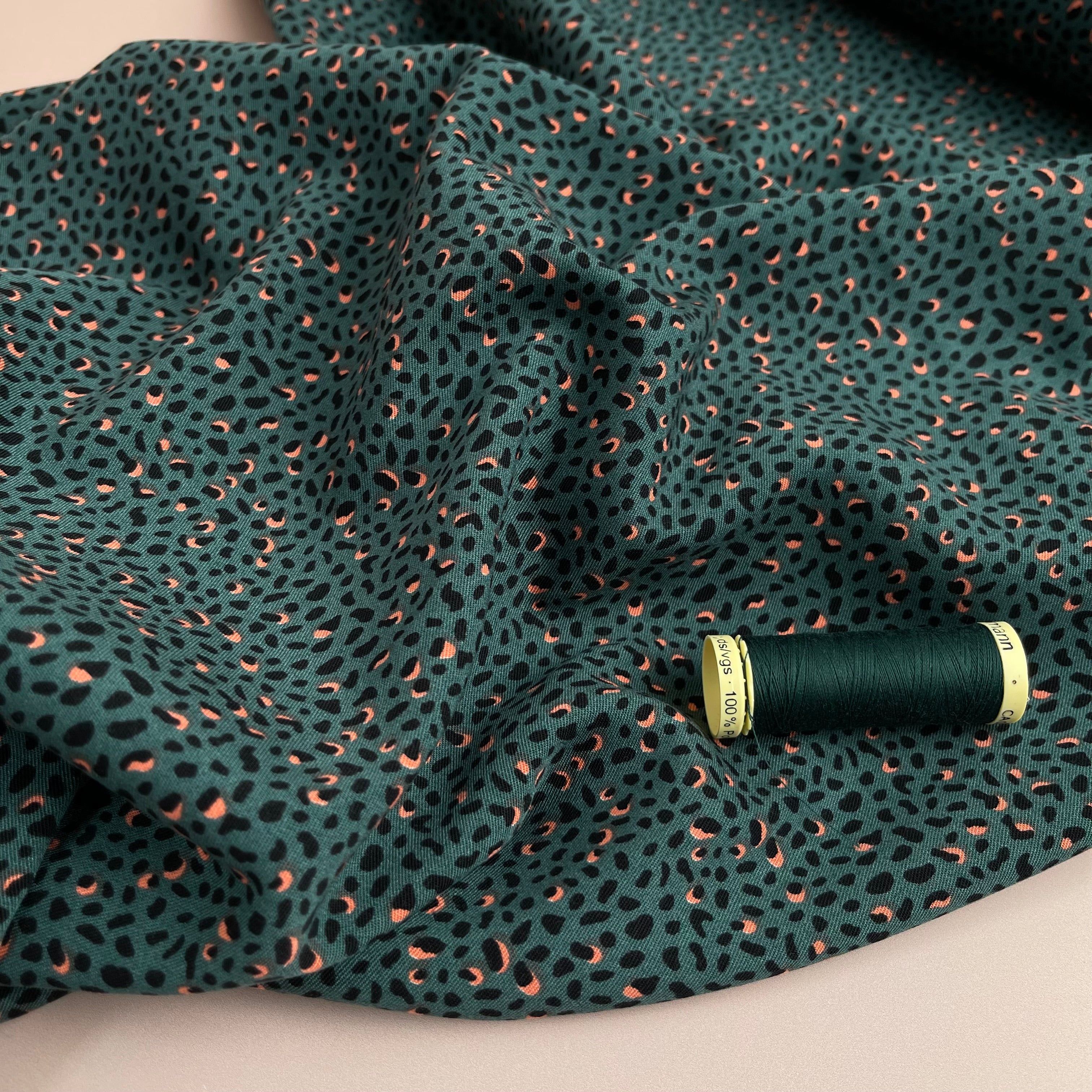 REMNANT 0.91 Metre - Rosella Speckles Green Stretch Viscose Twill Fabric