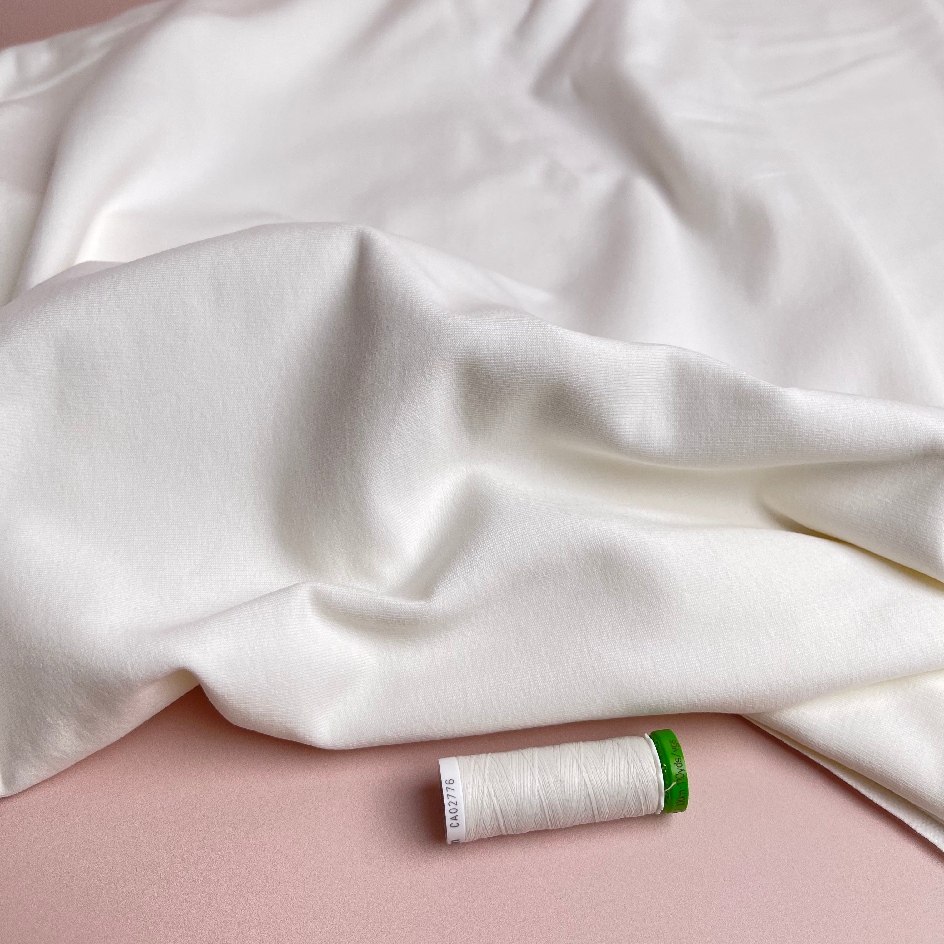 Peach Soft GOTS Organic Cotton Sweat-shirting in White