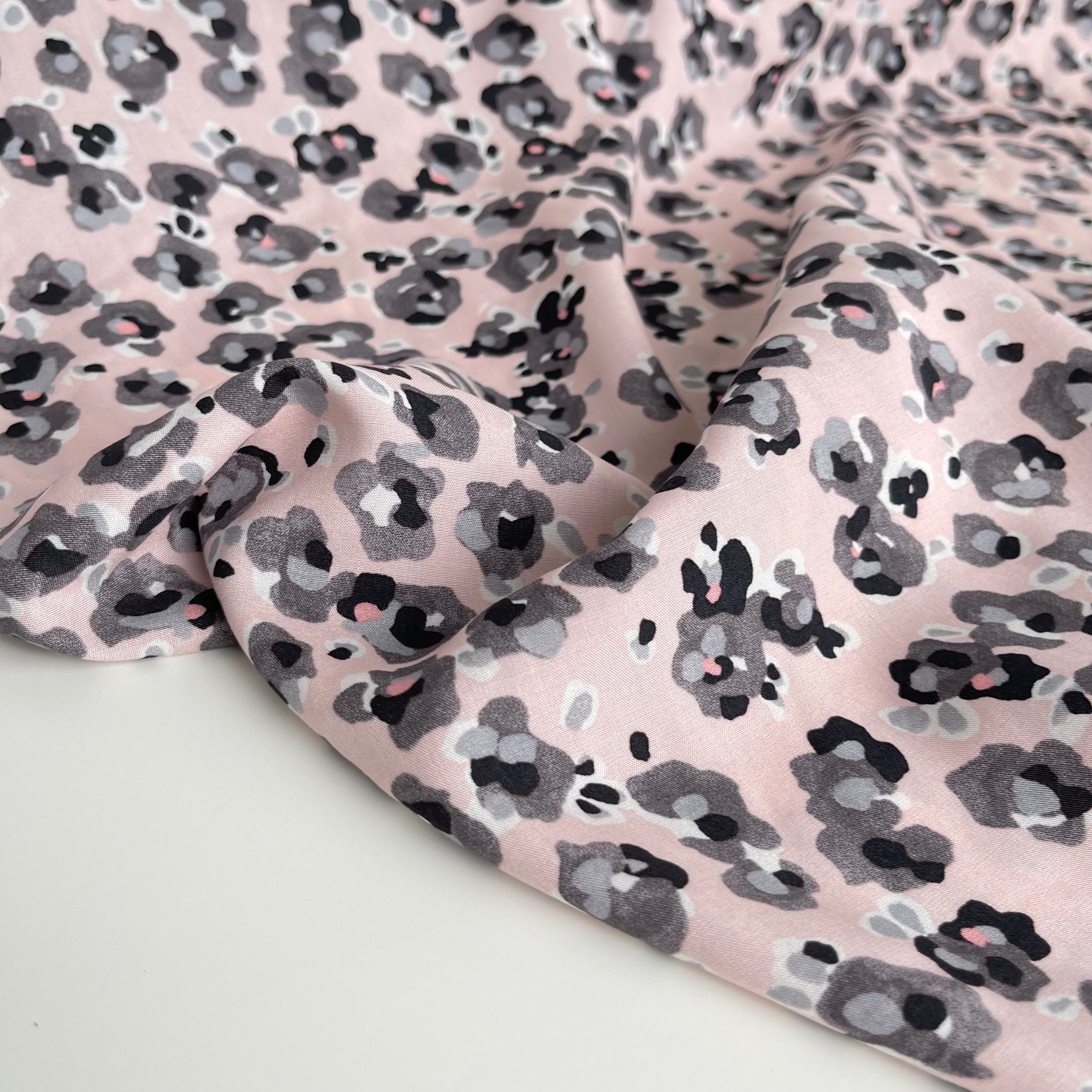 REMNANT 2 Metres - Animal Print Blush Viscose Fabric