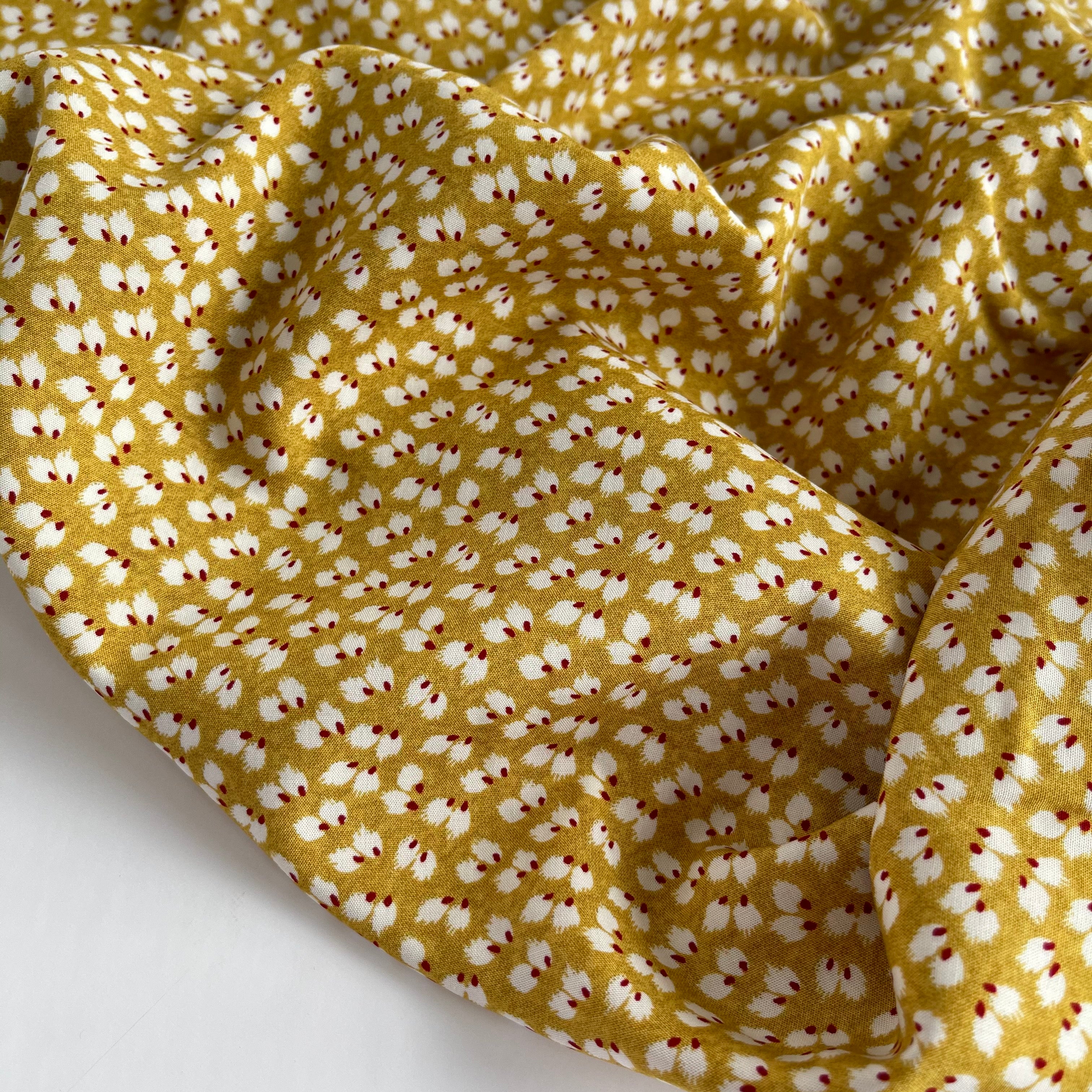 Brush Petals Yellow Viscose Fabric