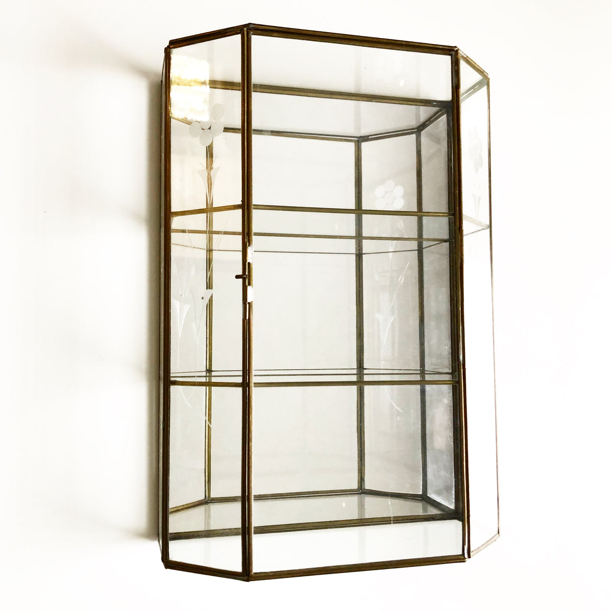 Mirrored Brass Glass Small Curio Cabinet What These Old Things Ns
