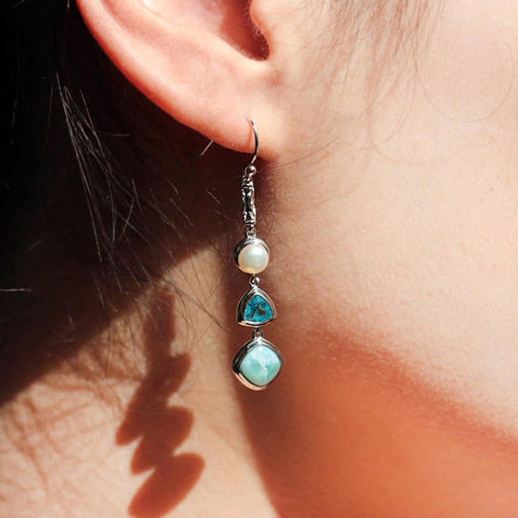 Silver Larimar Earrings