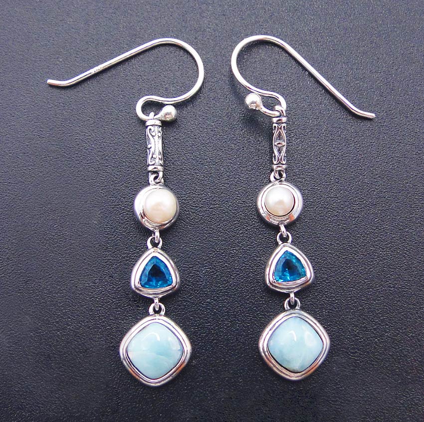 Silver Larimar Earrings