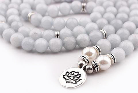 Grey 108 Amazonite Mala Beads