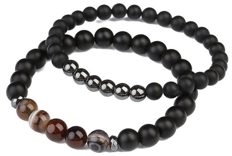 Balancing Hematite & Agate Bracelet Set