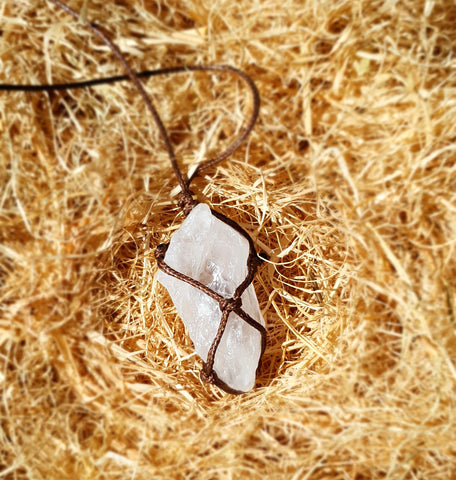 Wrapped Raw Clear Quartz Necklace