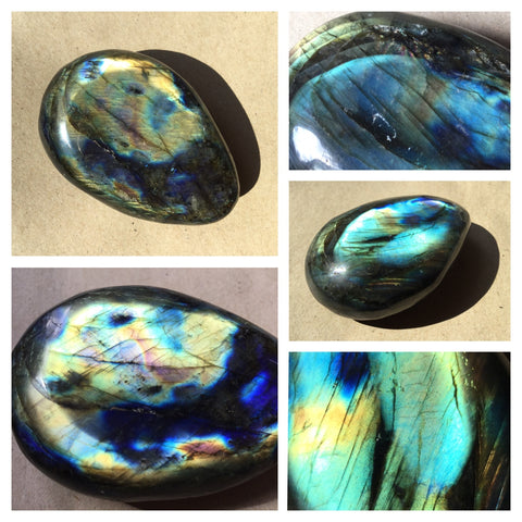 Natural Labradorite Palm Stone