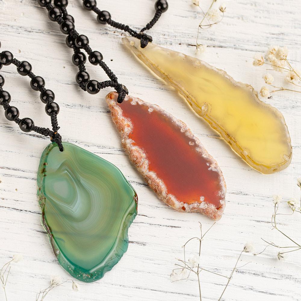 agate slice pendant necklace