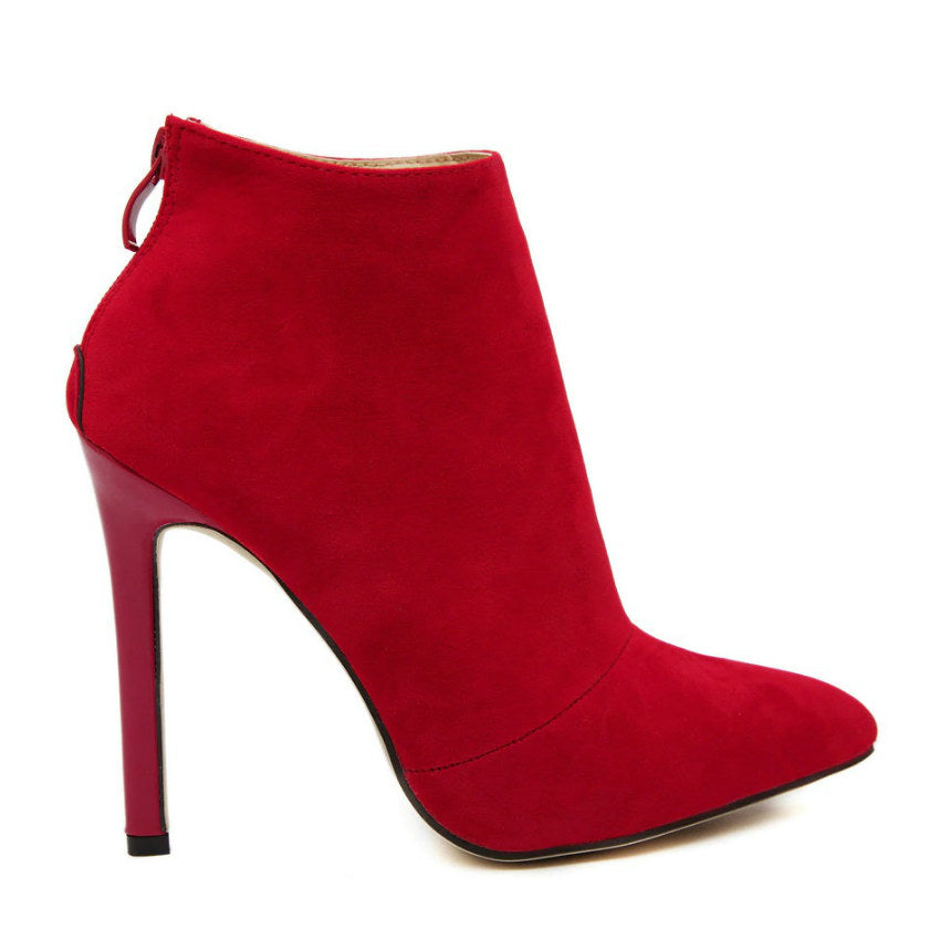 CITY WALK - Red Suede Stiletto Ankle 