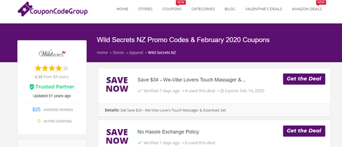 Coupon codes of Wildsecrets