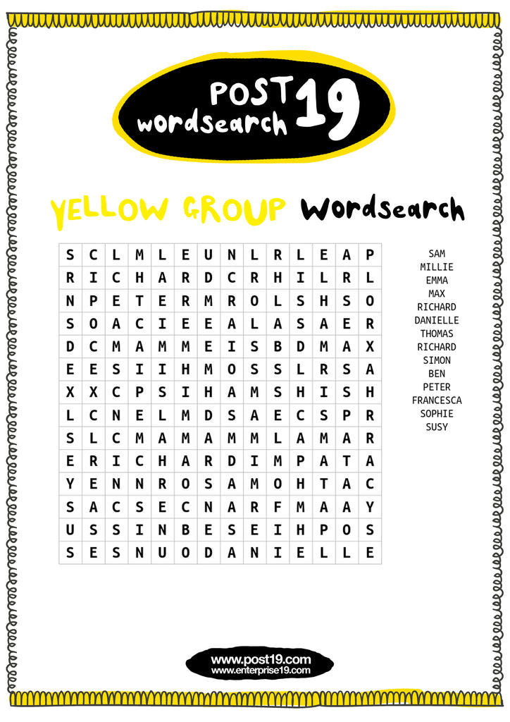 Yellow Group Wordsearch Post19