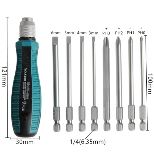 Details about   Pro Go Through Screwdriver Set 9pc Magnetic Slotted & Pozi Tips Neilsen CT4031 