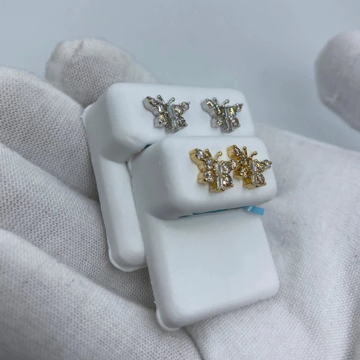 14K Large Butterfly Baguette Earrings