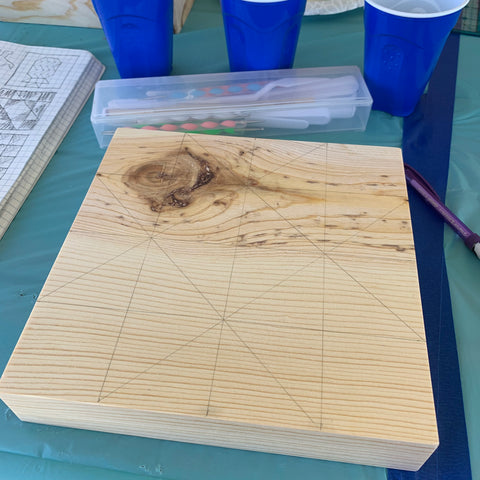 Wooden Block with Pencil Lines