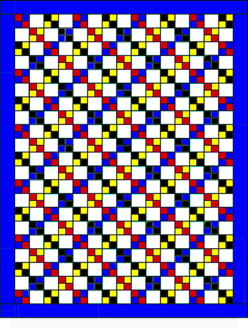 Blue, Red, Yellow, and White variation on the youngest daughter twin size quilt pattern