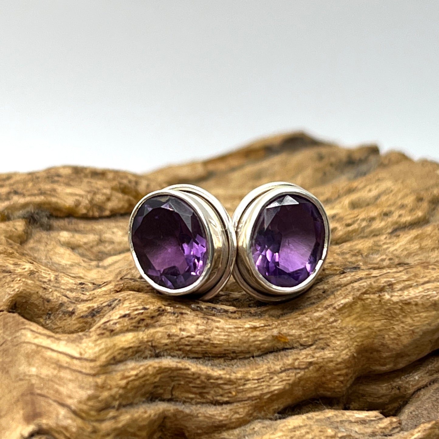 Oval Faceted Stud Earrings