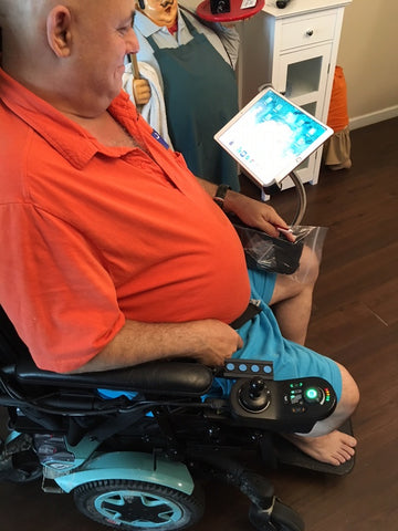 iPad SnakeClamp flexible gooseneck iPad stand mount Invacare TDX SP2 power wheelchair powerchair
