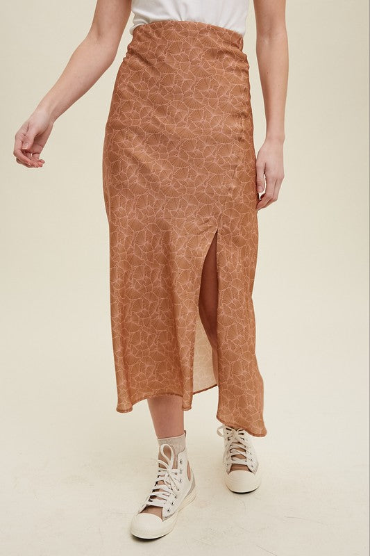 Leslie Abstract Print Midi Skirt
