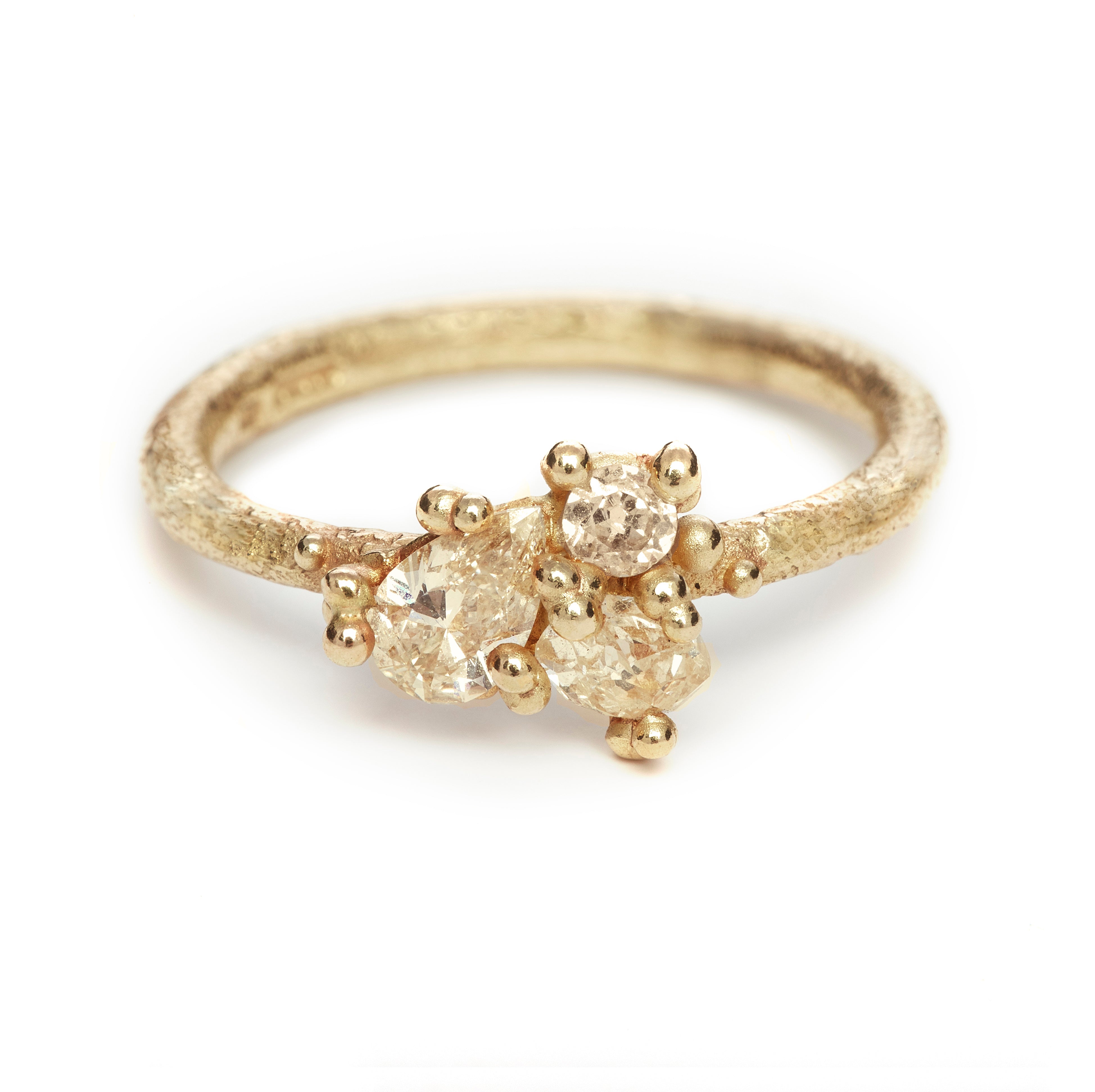 Contrast Cut Champagne Diamond Ring