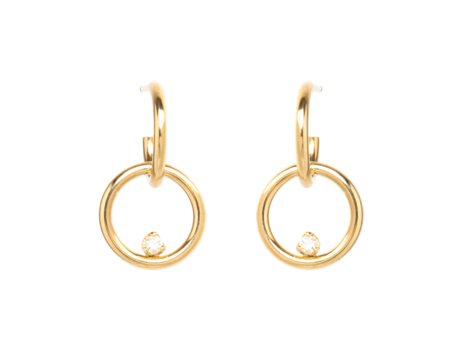 Prong Diamond Huggie Hoop Earrings