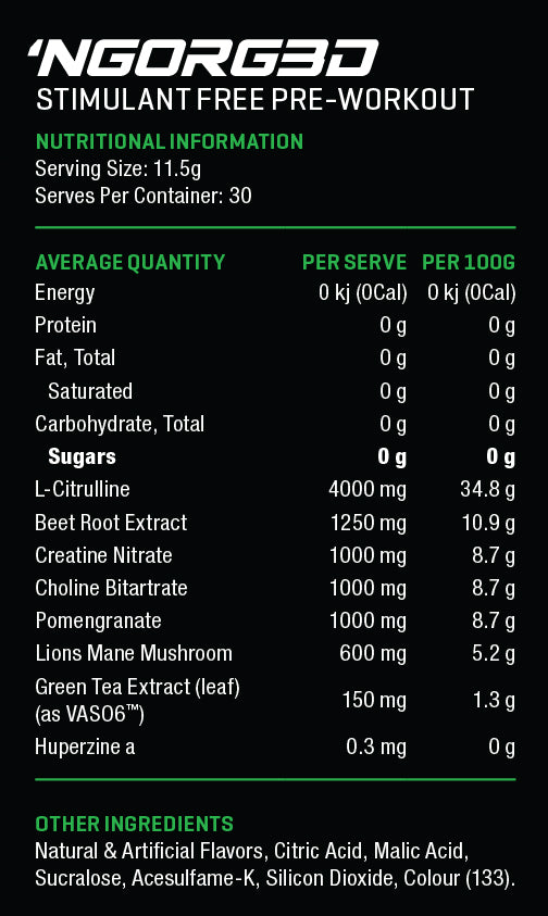 NGorg3d Pre Workout Nutrition
