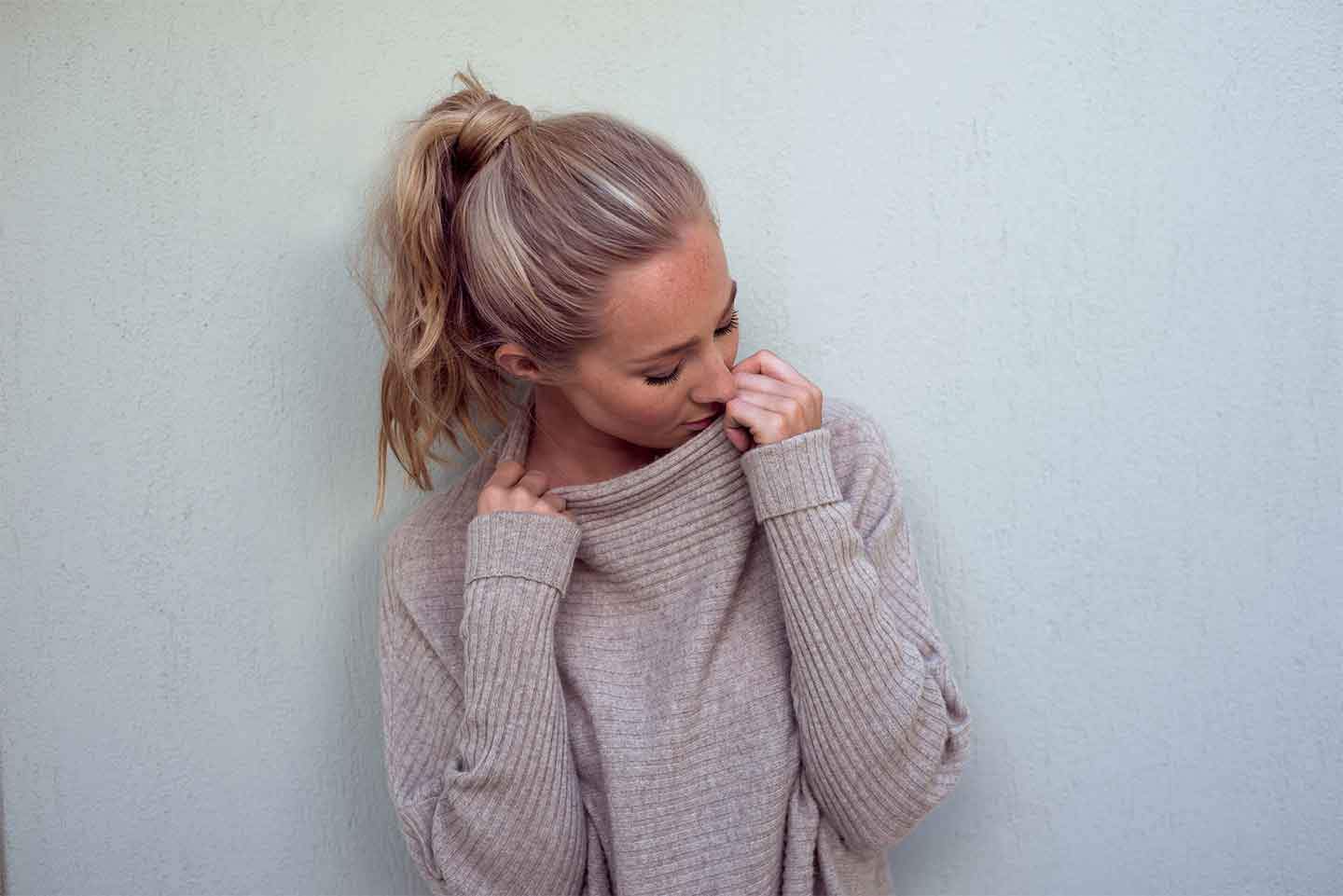 Girl in soft cashmere jumper