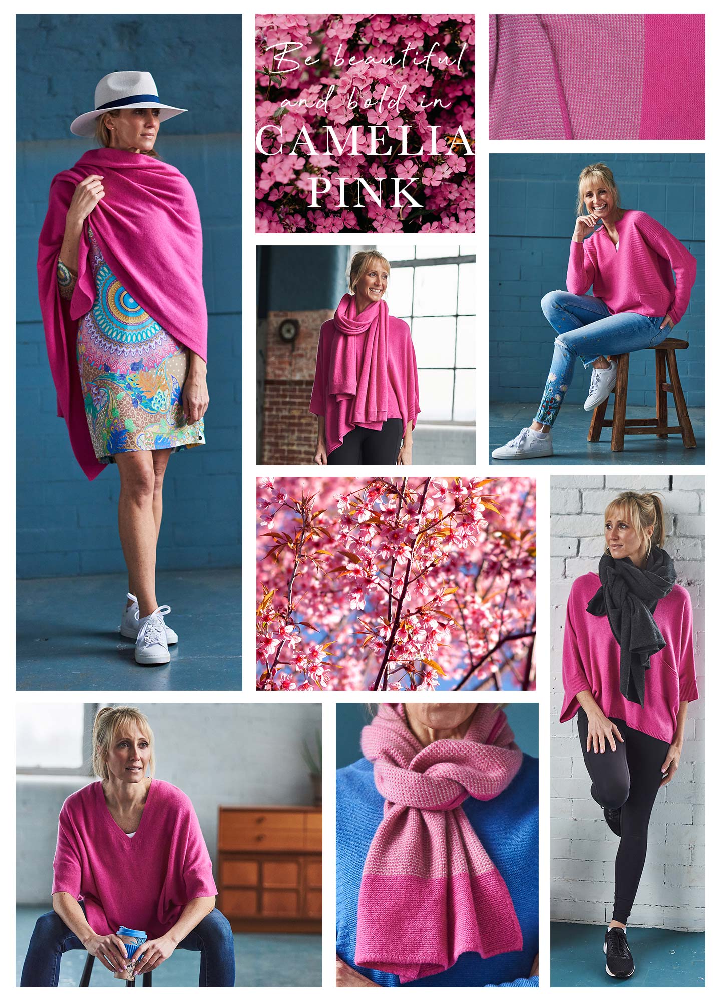 pink cashmere clothing images with pink blossom and textures