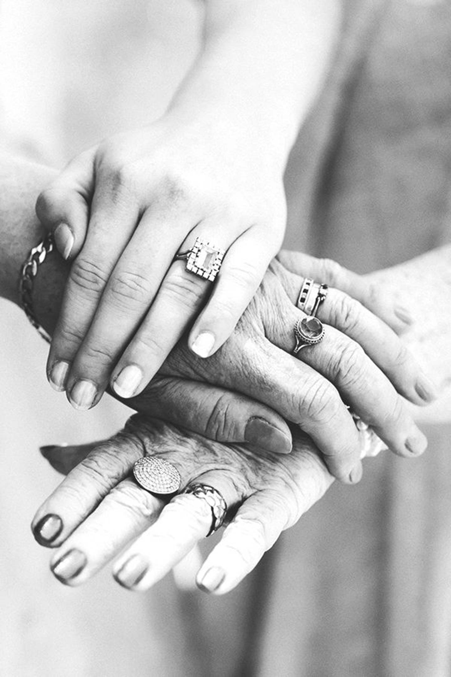 mothers hands staying together as family