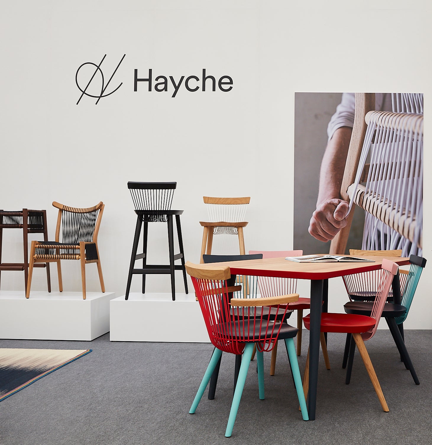 Hayche.com, Contract Furniture, H Furniture, Decorex 2018, Syon Park, WW Colour Armchair CS3, Loom Chair, WW Bar STool