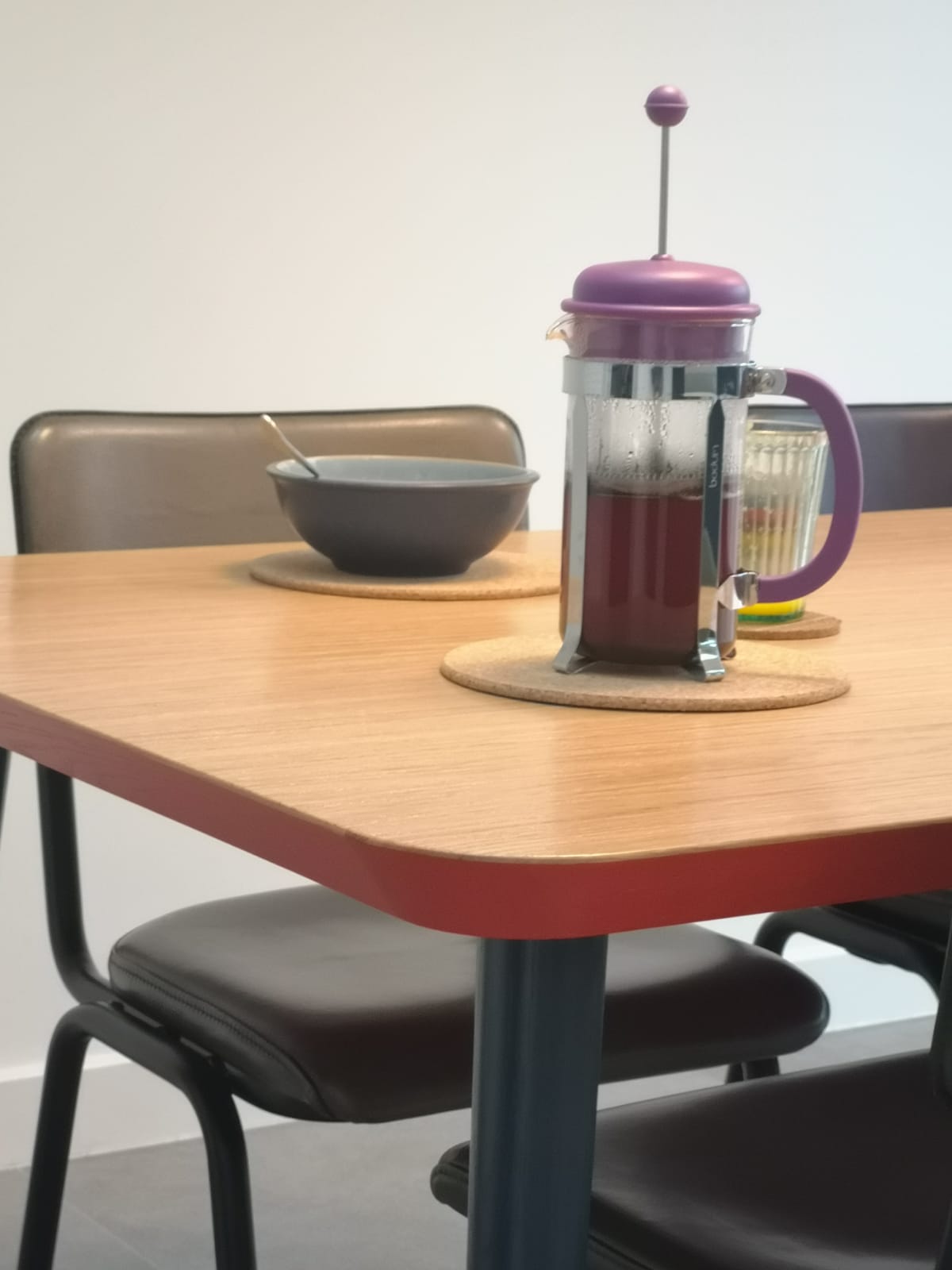 WW Table - Red, Blue & Oak - Hayche Furniture Clerkenwell