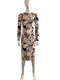 Plate Printed Long Sleeve Dress