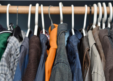 clothes hanging in a closet