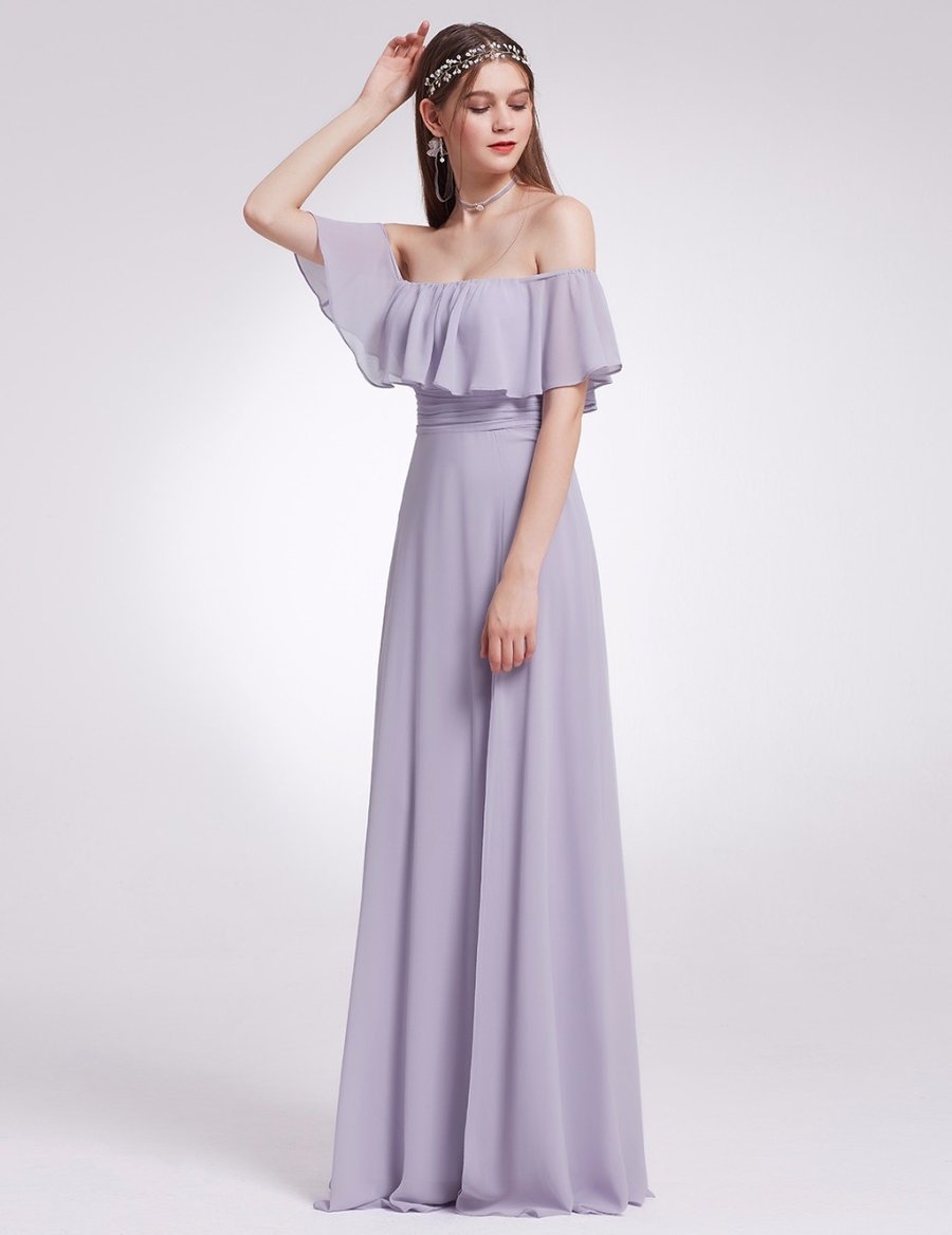 lavender off the shoulder bridesmaid dresses
