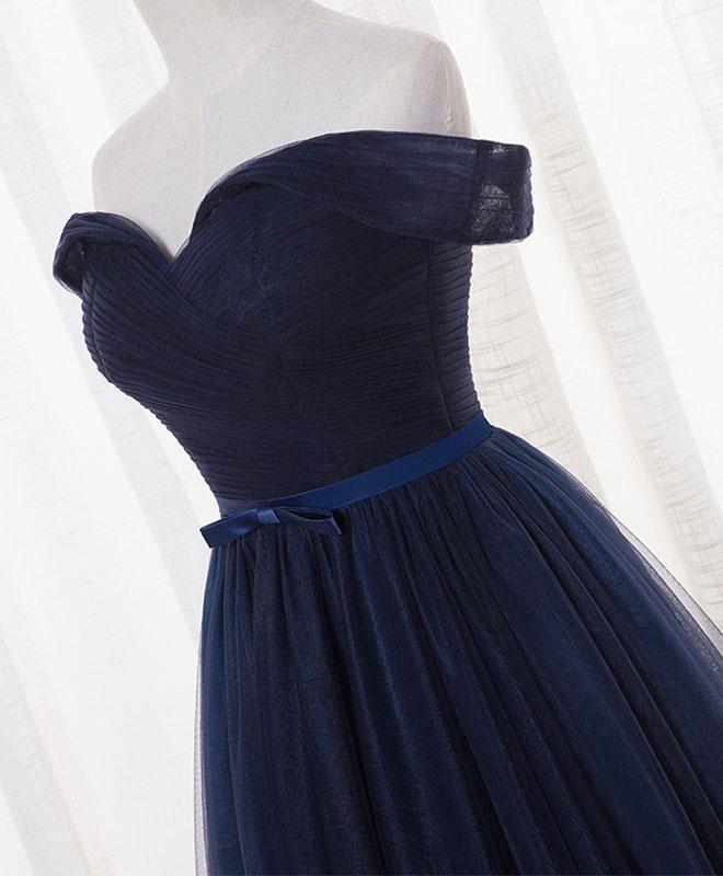 dark blue off shoulder dress