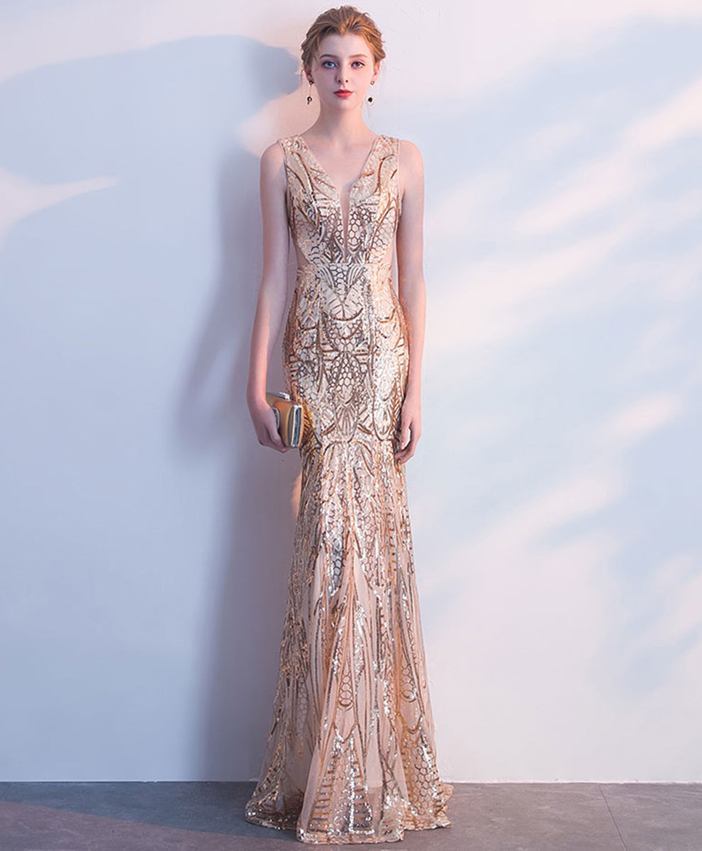 gold long evening gowns