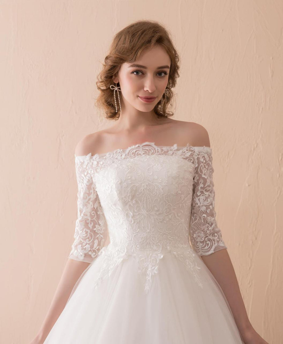 mid sleeve wedding dress