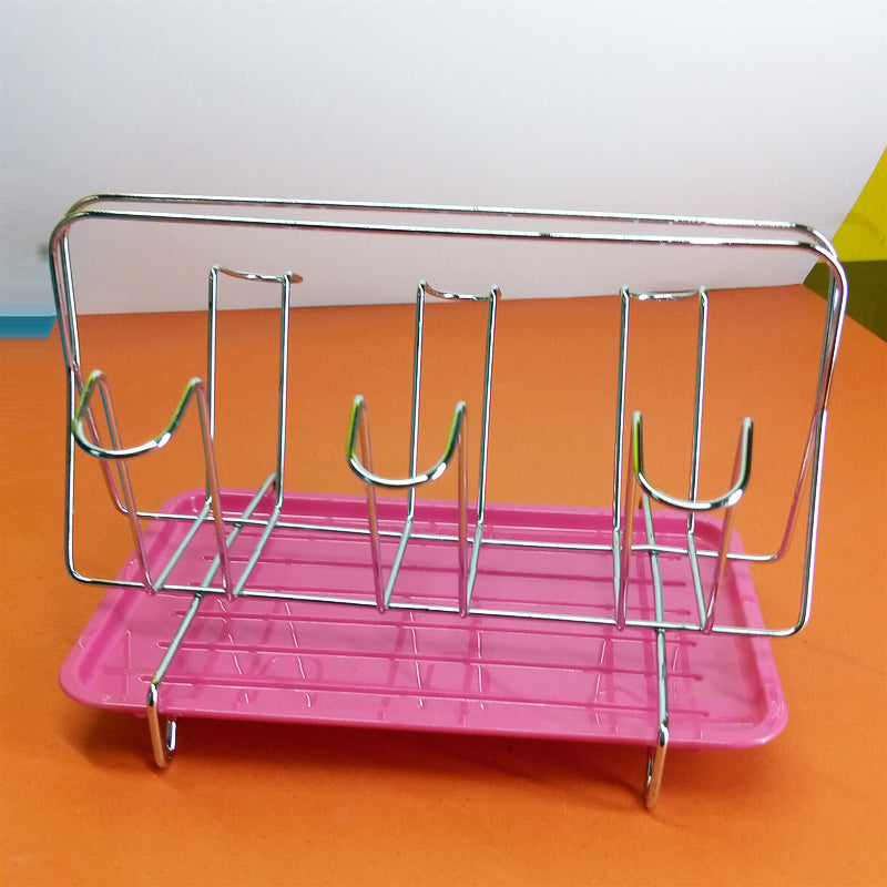 Stainless Steel Glass Stand With Self Drain Bottom Tray Random Color Buyinhyd Pk