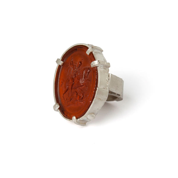 Rough ring with Murano glass cameo by Geraldine Fenn