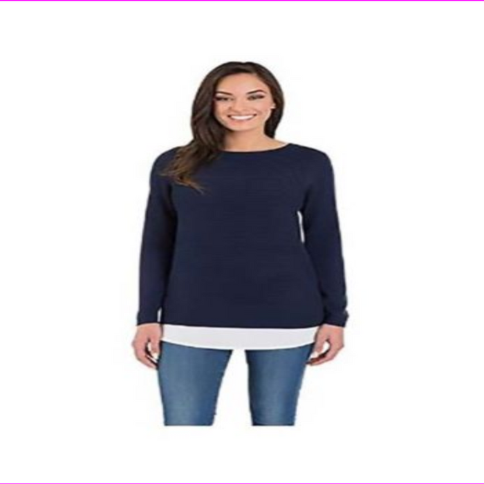 Hilary Radley Women's Long Sleeve Two-Fer Sweater
