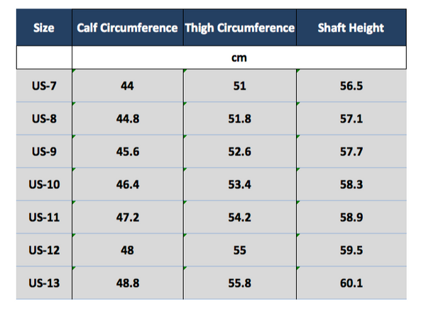Funtasma Diva-3006x calf and thigh circumference measurements