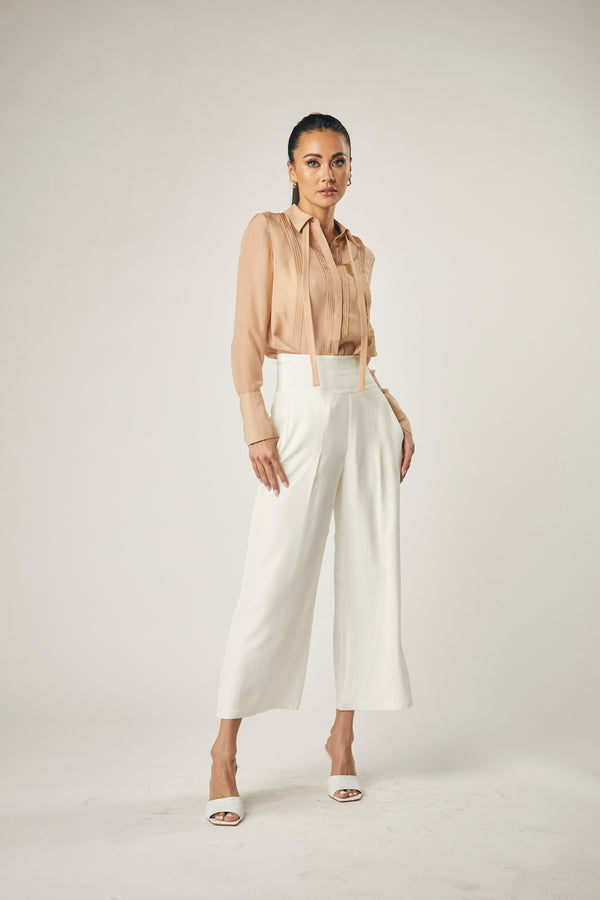 Jacqueline Silk Pants In White by Ladaire