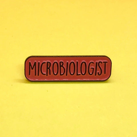 microbiologist science on a postcard enamel pin
