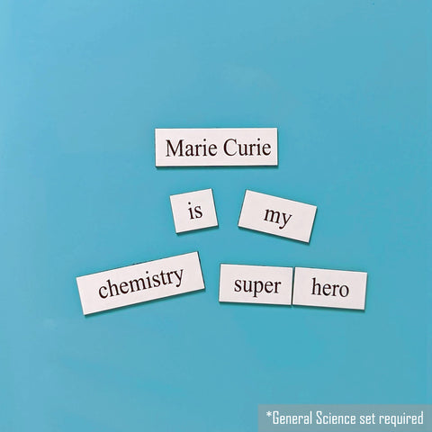 Marie Curie chemistry superhero word magnet