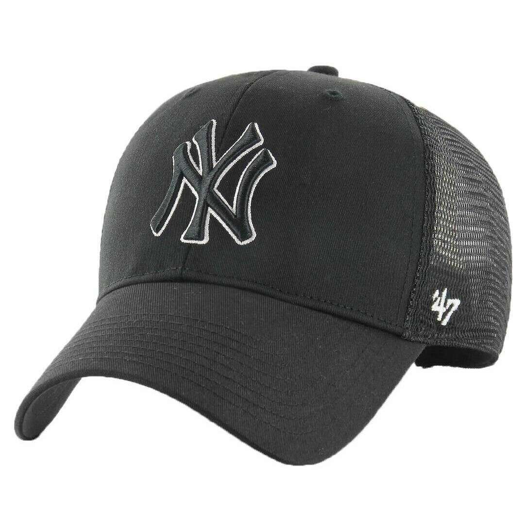 47 Brand Branson MLB New York Yankees Trucker Cap - Black/Black/White
