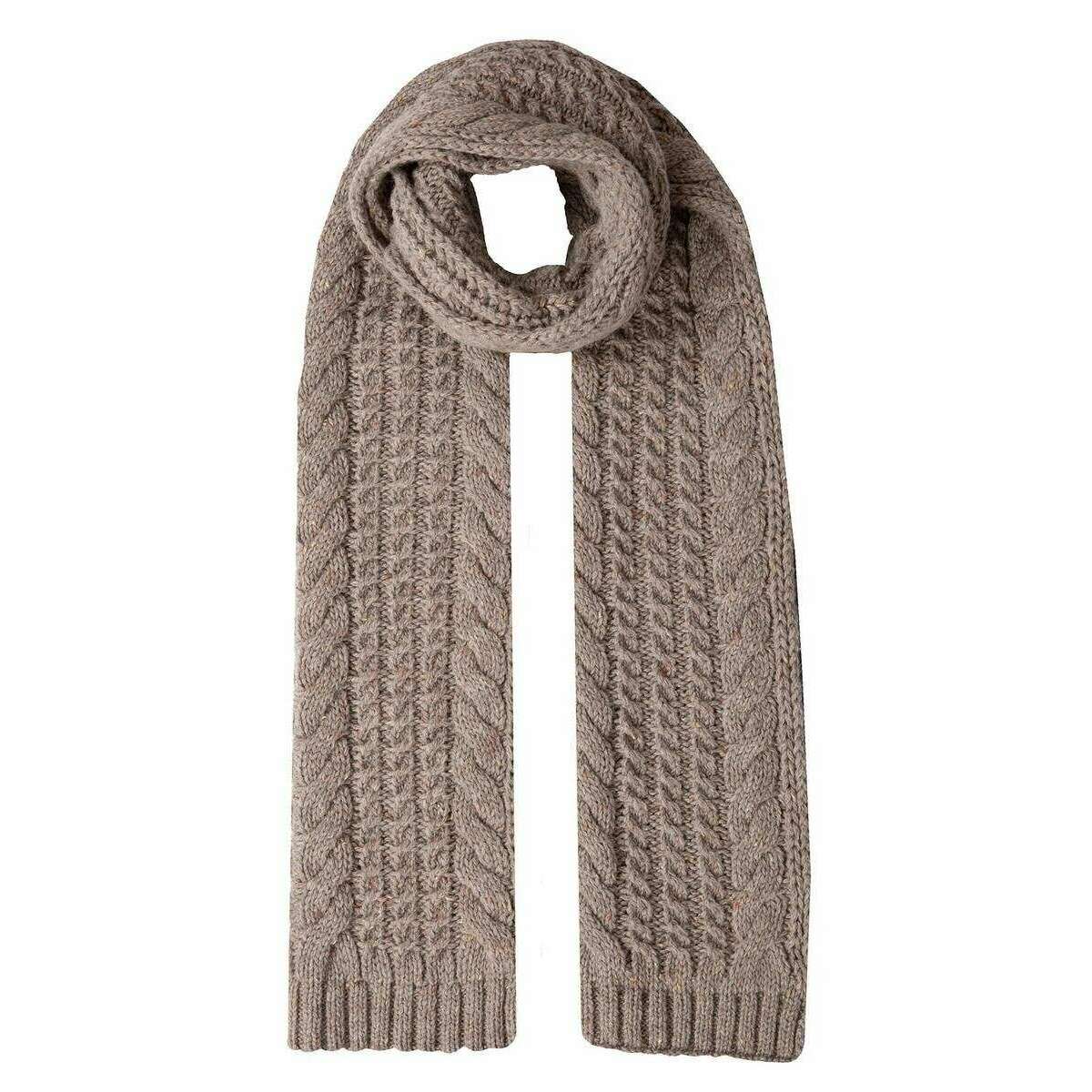 Dents Cable Knit Marl Scarf - Oatmeal Beige
